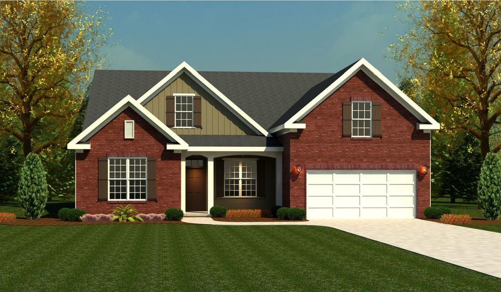 Representative exterior photo of a completed home built from the Atlantic by Designer Homes of Georgia in Jackson Heights, Grovetown, GA (Image 1). Representative exterior photo of a completed home built from the Atlantic by Designer Homes of Georgia in Jackson Heights, Grovetown, GA (Image 1).