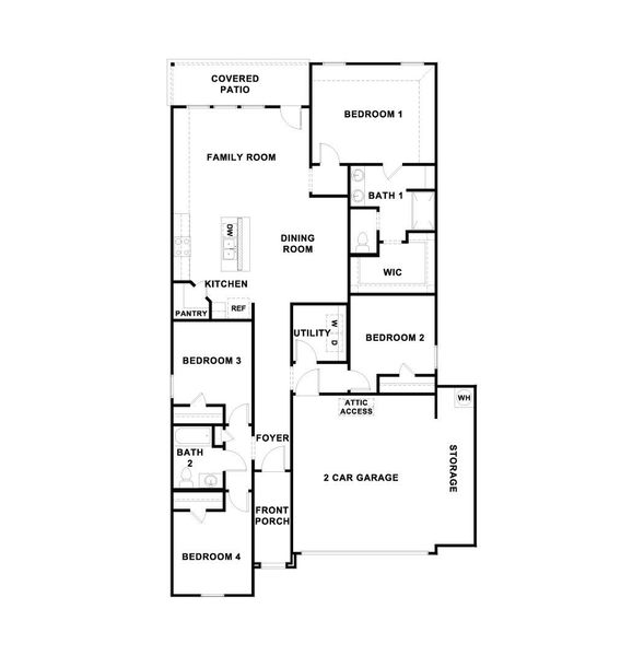 2D floor plan layout of this home in Prairie Lakes, Buda, TX (Image 3).