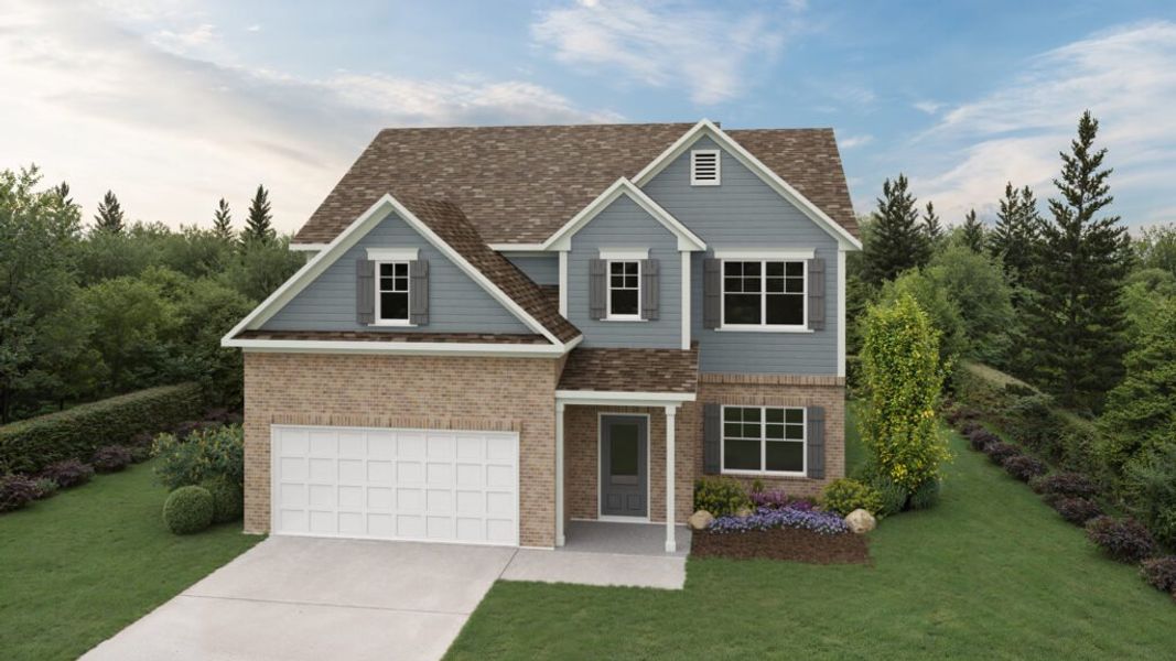 Representative exterior photo of a completed home built from the The Deerfield by Direct Residential Communities in The Hills at Cedar Creek, Winder, GA (Image 2). Representative exterior photo of a completed home built from the The Deerfield by Direct Residential Communities in The Hills at Cedar Creek, Winder, GA (Image 2).