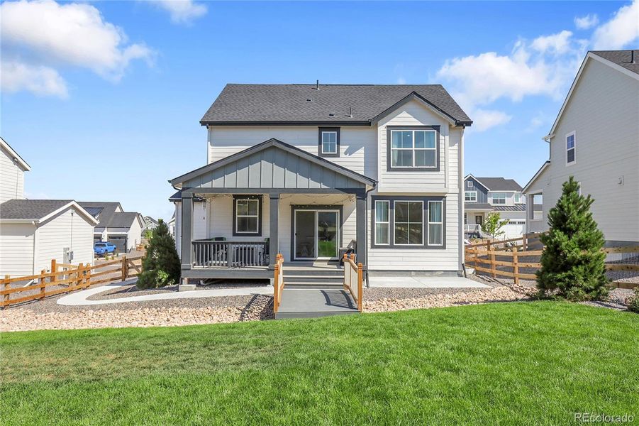 Front exterior of a new home in Independence: The Pioneer Collection, Elizabeth, CO, highlighting curb appeal (Image 24).