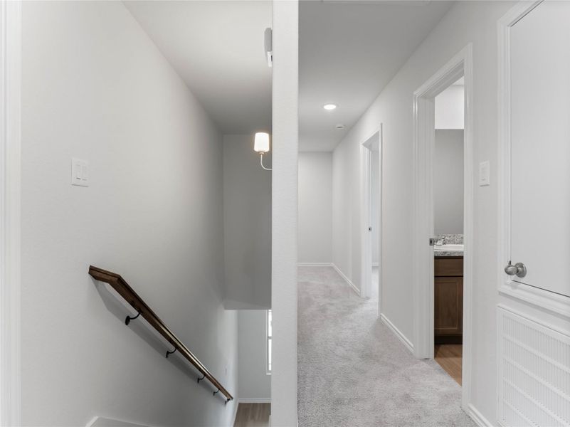 Spacious, carpeted upstairs area perfect for relaxation and comfort.