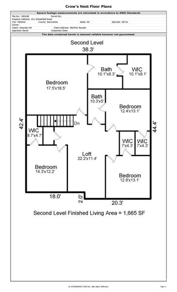 Floor plan second level