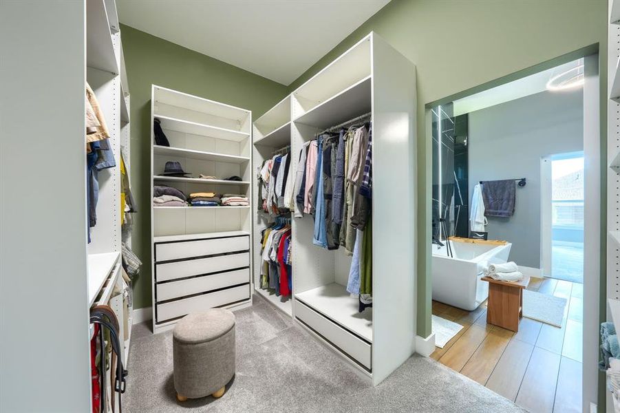 Walk in closet with light carpet Walk in closet with light carpet