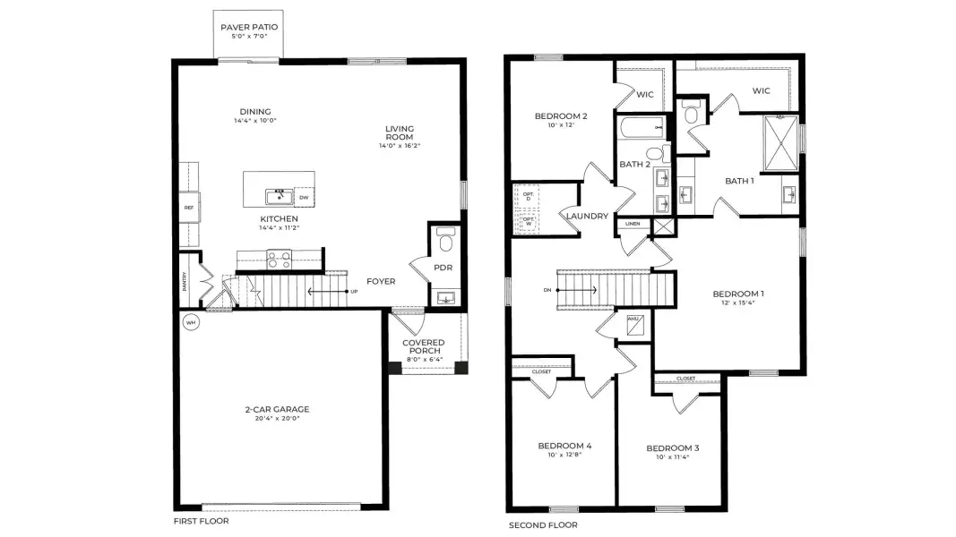 2D floor plan layout for the Aisle II by D.R. Horton in Highland Estates, Homestead, FL (Image 3).