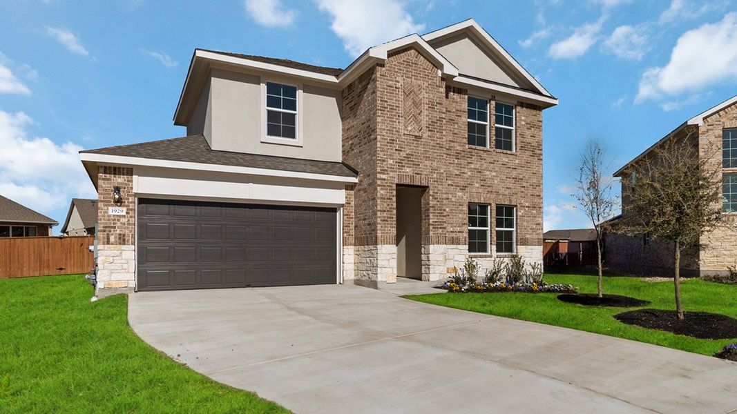 Representative exterior photo of a completed home built from the The Rosemont by D.R. Horton in Bar W Ranch, Leander, TX (Image 15).