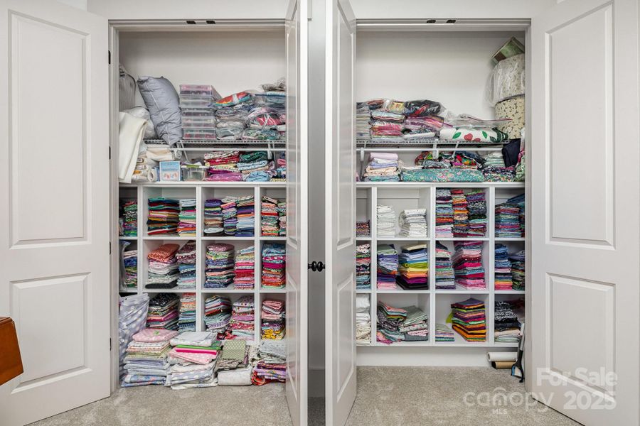 Wonderful closets with all the space you need for your craft supplies, or can easily revert back to clothes closets Wonderful closets with all the space you need for your craft supplies, or can easily revert back to clothes closets