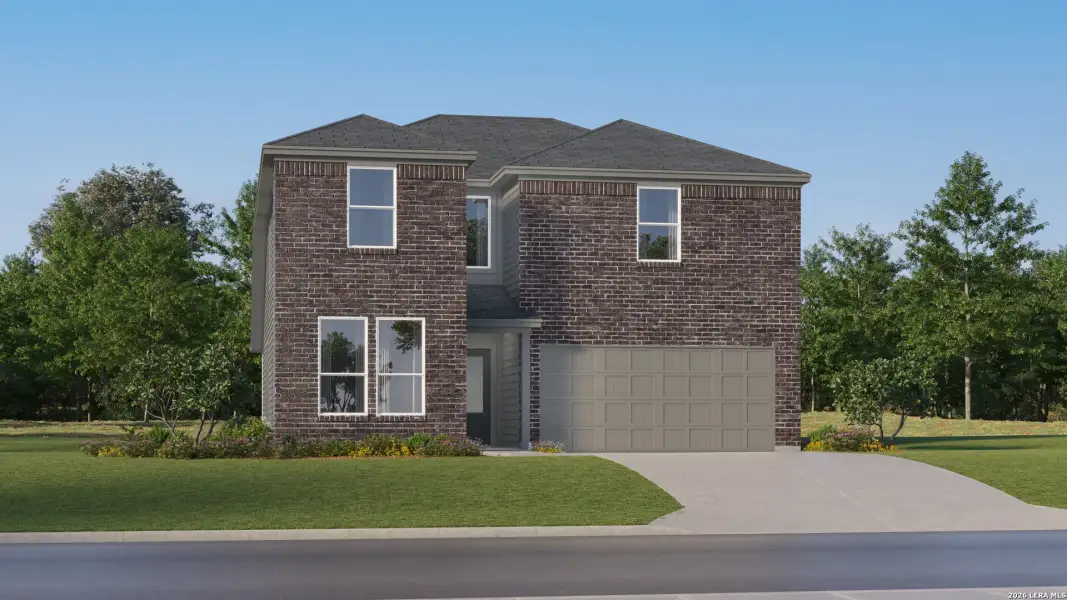 Front exterior of a new home in Juniper Ranch, Spring Branch, TX, highlighting curb appeal (Image 20).