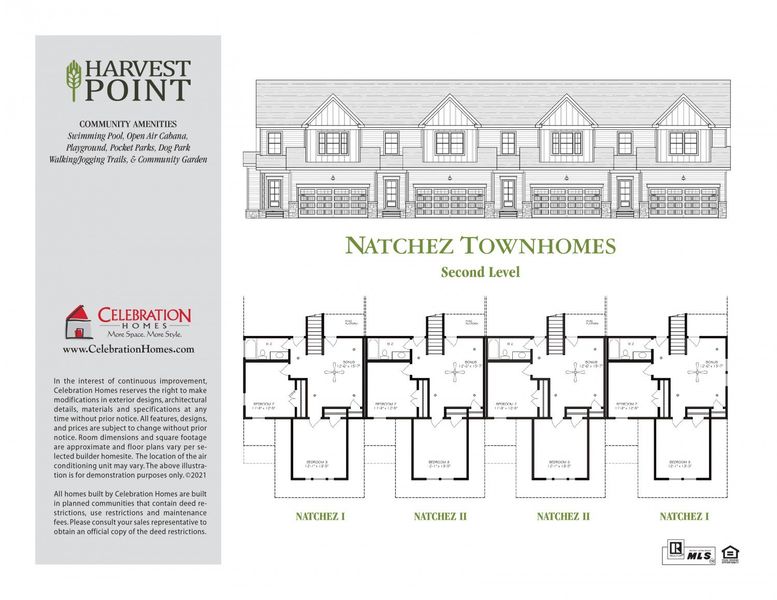 2D floor plan layout for the Natchez I & II by Celebration Homes in Harvest Point Townhomes, Spring Hill, TN (Image 5).