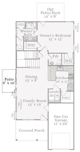 2D floor plan layout for the Joyner by McKee Homes in The Walk at East Village, Clayton, NC (Image 15). 2D floor plan layout for the Joyner by McKee Homes in The Walk at East Village, Clayton, NC (Image 15).