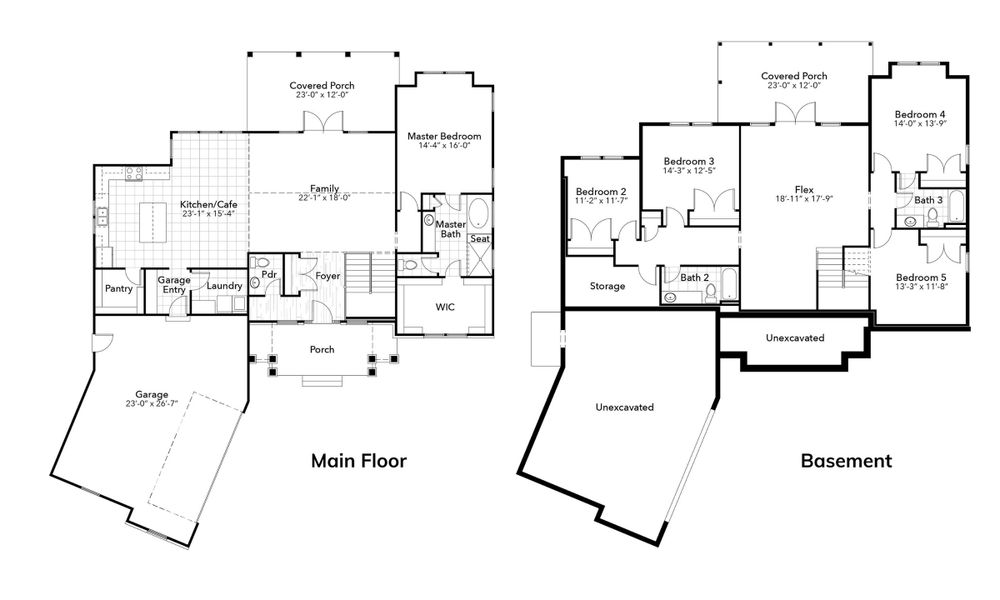 2D floor plan layout for the Aberdeen by Hunter Quinn Homes in Greenwood County Homes, Ninety Six, SC (Image 4).
