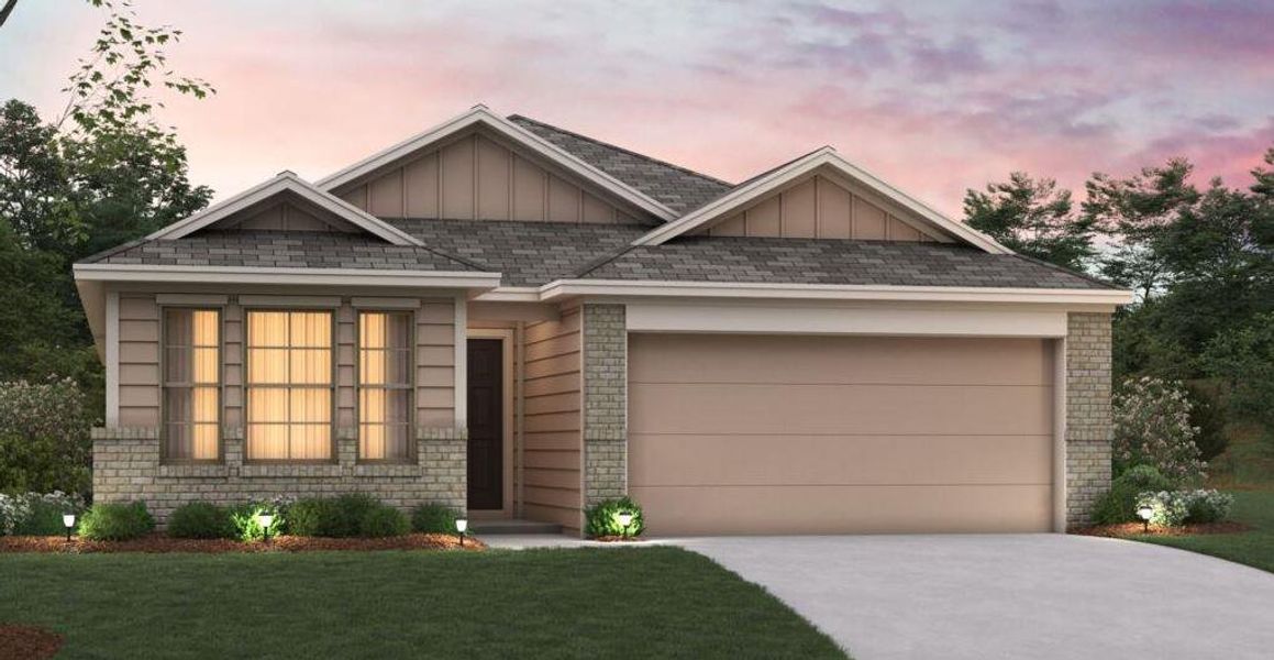 Front exterior of a new home in Marble Creek Crossing, Austin, TX, highlighting curb appeal (Image 13).