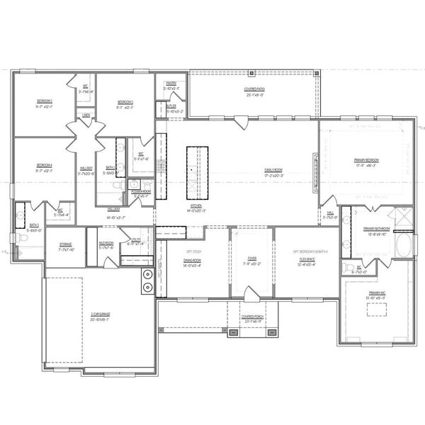 2D floor plan layout for the The Meadowbrook by Lillian Custom Homes in Coppenger Place, Godley, TX (Image 5).