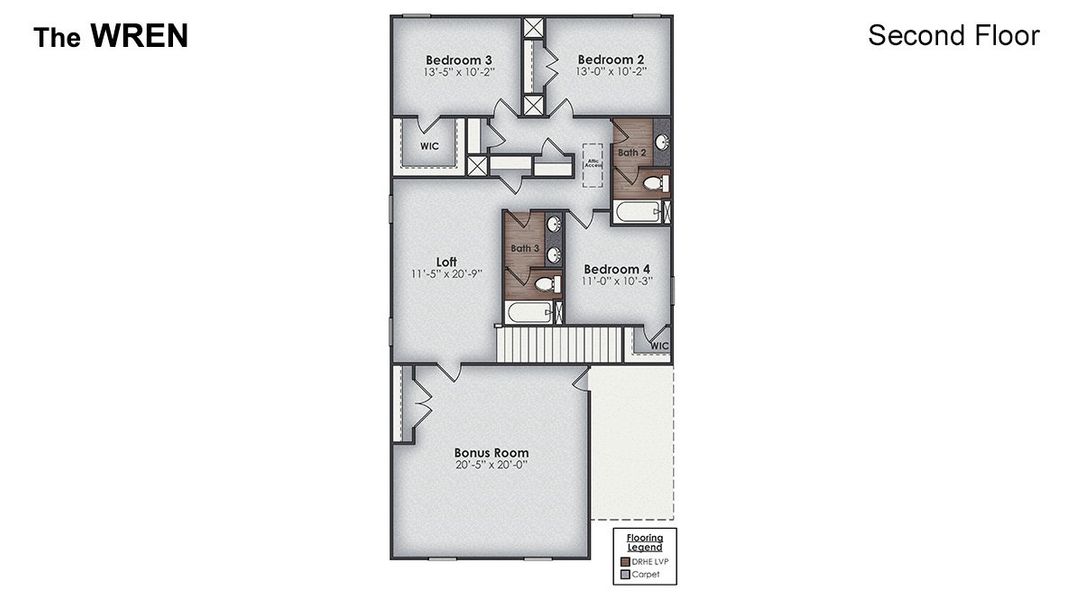 2D floor plan layout of this home in Sidbury Station, Castle Hayne, NC (Image 3).