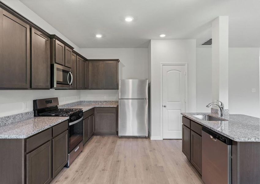 The kitchen of the Colorado has energy-efficient appliances.