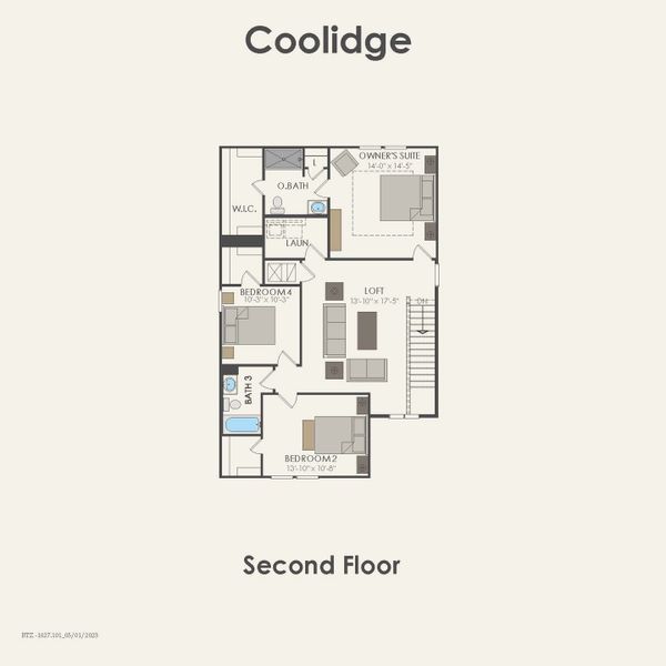 2D floor plan layout for the Coolidge by Centex in Arboretum Estates, Terrell, TX (Image 4).