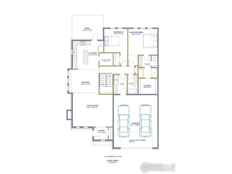 2D floor plan layout of this home in Cottages at Kelly Farm, Greeley, CO (Image 6).