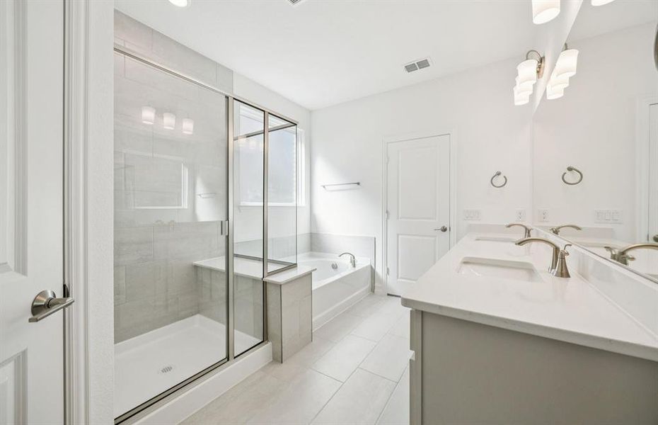 Owner's suite bath with a luxurious deep walk-in shower *Model representation Owner's suite bath with a luxurious deep walk-in shower *Model representation