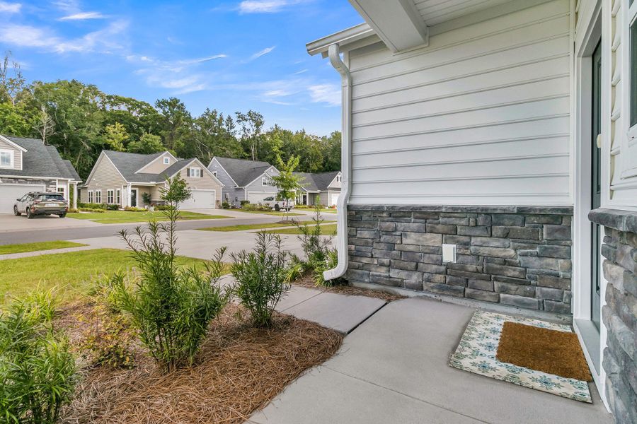 Exterior details and patio area of a home in Horizons at Summers Corner | 55+, Summerville (Image 29).