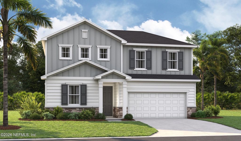 Front exterior of a new home in , Jacksonville, FL, highlighting curb appeal (Image 1). Front exterior of a new home in , Jacksonville, FL, highlighting curb appeal (Image 1).