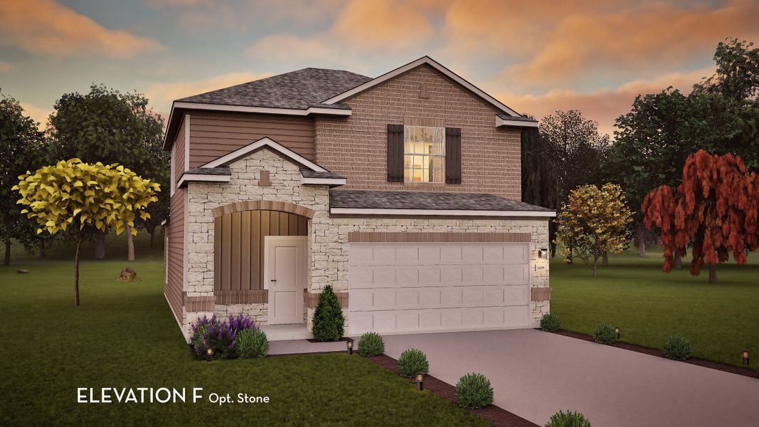 Representative exterior photo of a completed home built from the Elm by CastleRock Communities in Caney Mills, Conroe, TX (Image 21).