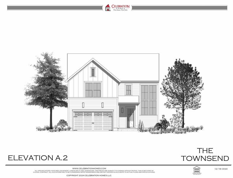Representative rendering of the exterior for the Townsend by Celebration Homes (Image 9).