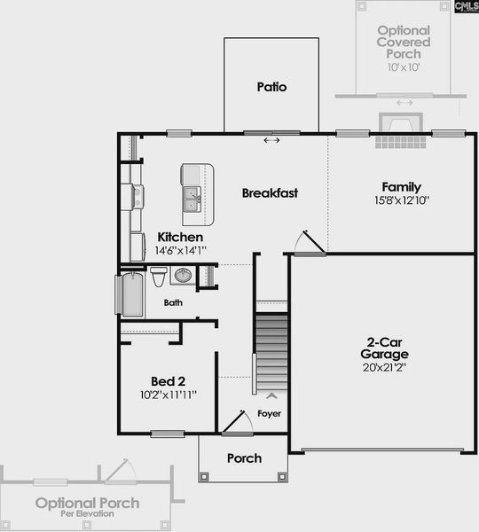 2D floor plan layout of this home in Amber Hill, West Columbia, SC (Image 3).