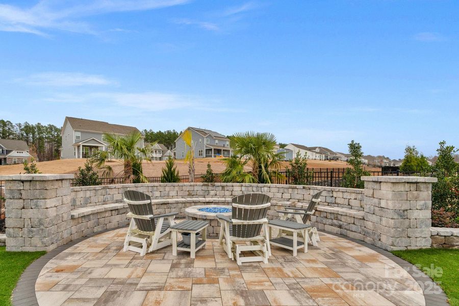 Travertine built-in firepit