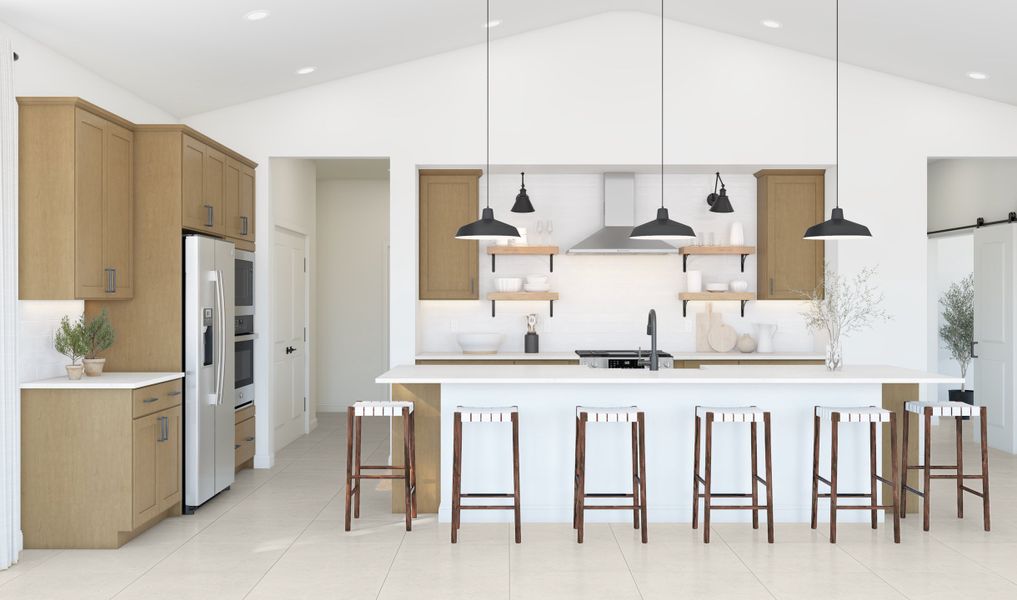 Kitchen with pendant lighting