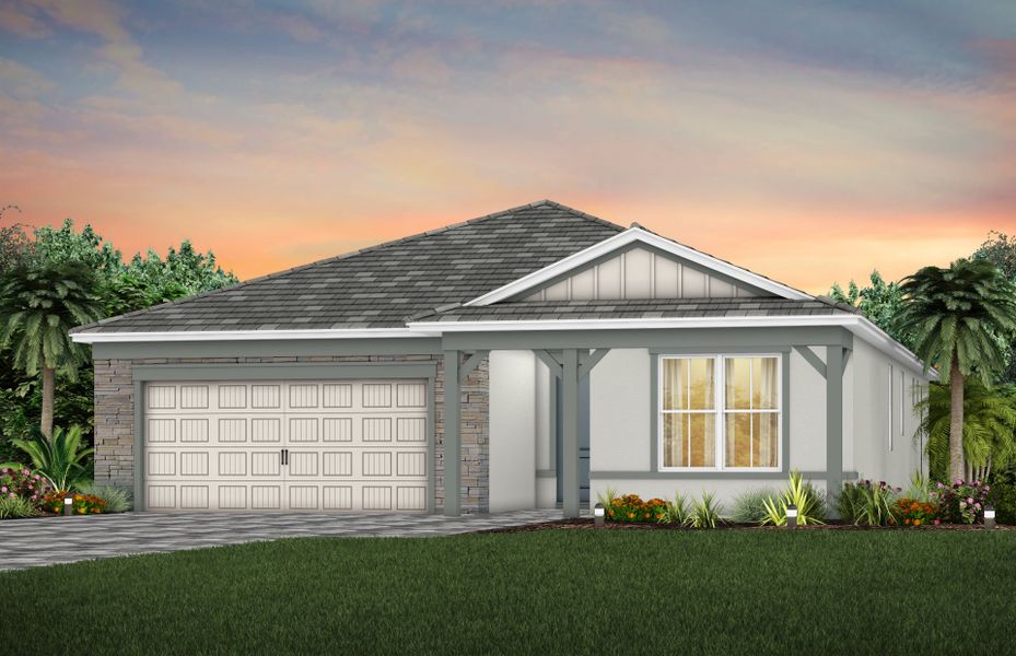 Representative exterior photo of a completed home built from the Prosperity by DiVosta in Costa Pointe, Vero Beach, FL (Image 17).