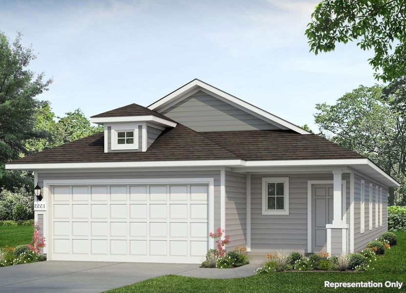 Front exterior of a new home in Edgebrooke, Pflugerville, TX, highlighting curb appeal (Image 1).