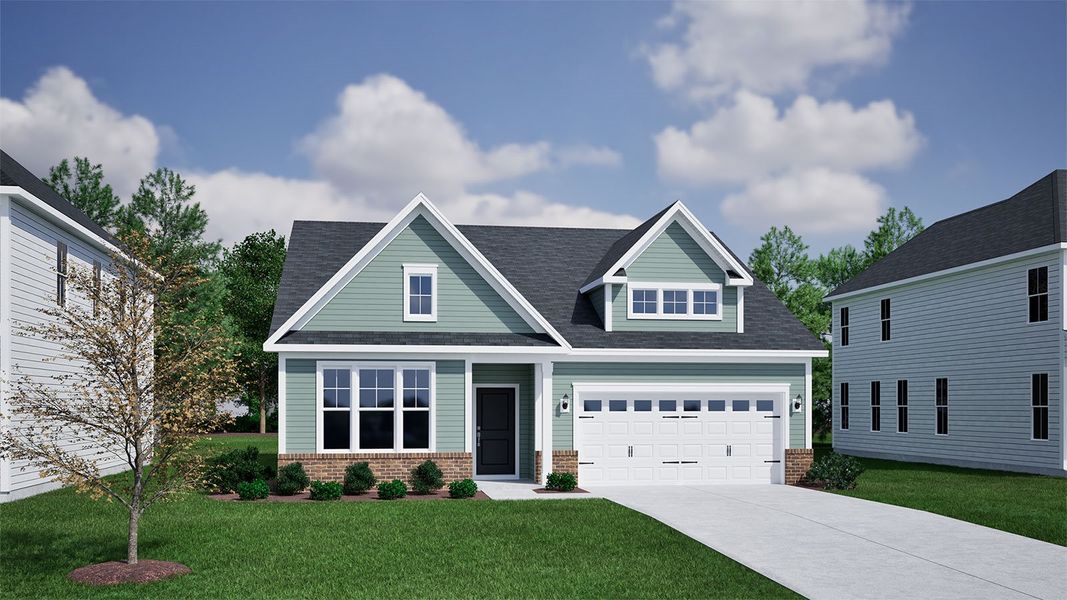 Representative exterior photo of a completed home built from the Cary - Vanguard Collection by Mungo Homes in Cottages at Lake Emory, Inman, SC (Image 11).