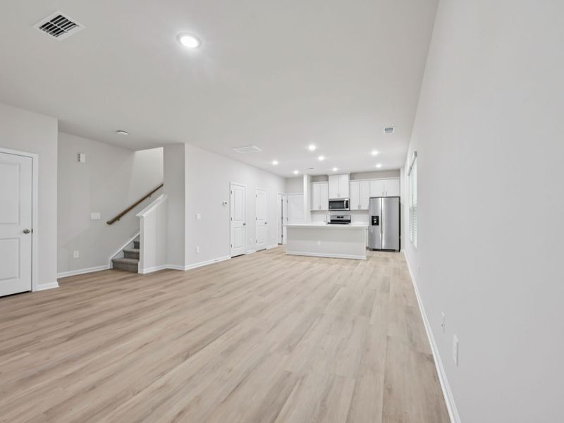 Spacious, unfurnished interior of a new home in The Rows at Buffaloe Reserve, Raleigh (Image 12). Spacious, unfurnished interior of a new home in The Rows at Buffaloe Reserve, Raleigh (Image 12).