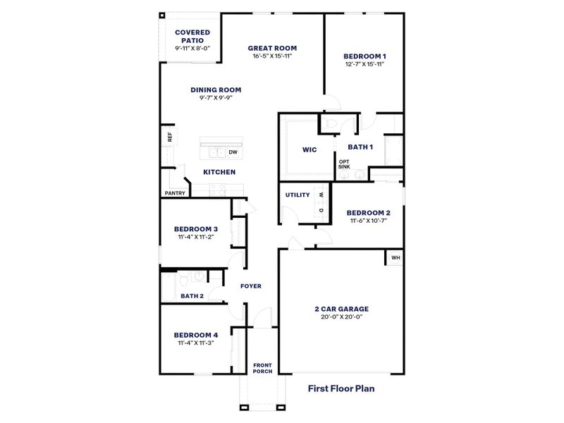 2D floor plan layout for the Cali by D.R. Horton in Remington, Buckeye, AZ (Image 5). 2D floor plan layout for the Cali by D.R. Horton in Remington, Buckeye, AZ (Image 5).