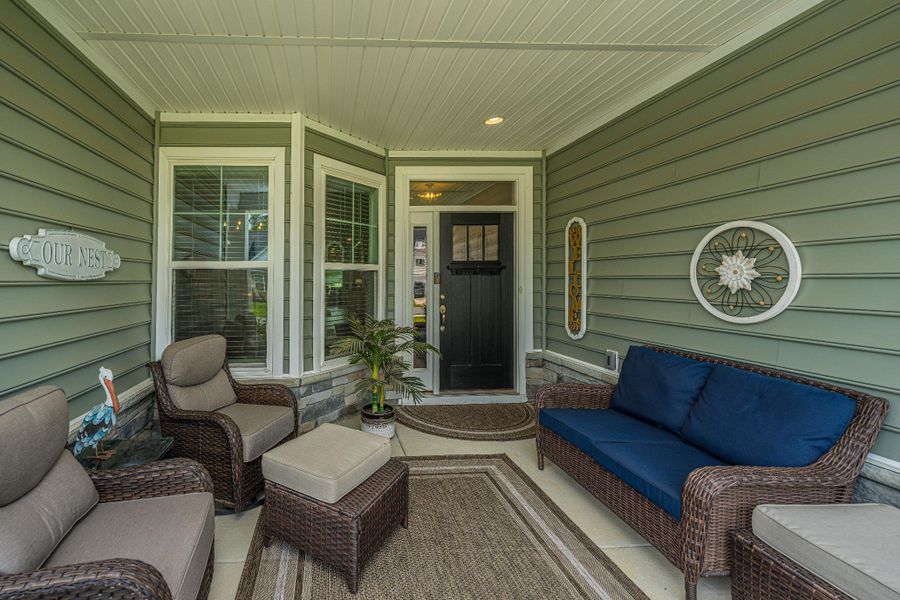 Exterior details and patio area of a home in The Enclave at French Quarter Creek, Huger (Image 4). Exterior details and patio area of a home in The Enclave at French Quarter Creek, Huger (Image 4).