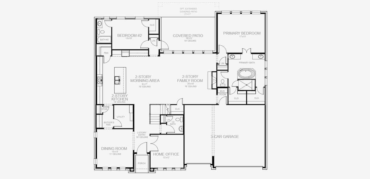 2D floor plan layout for the 3658W by Perry Homes in Jubilee 80', Hockley, TX (Image 3). 2D floor plan layout for the 3658W by Perry Homes in Jubilee 80', Hockley, TX (Image 3).