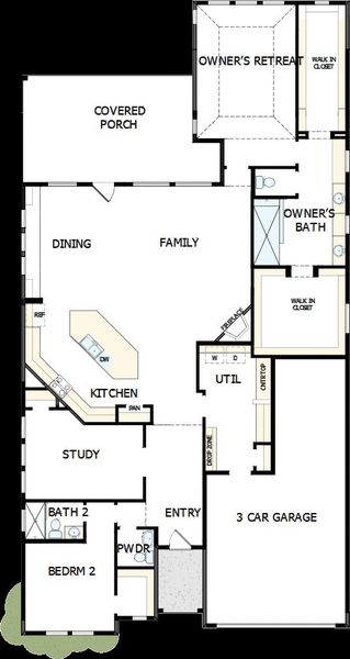 2D floor plan layout of this home in The Highlands 55' - Encore Collection, Porter, TX (Image 5). 2D floor plan layout of this home in The Highlands 55' - Encore Collection, Porter, TX (Image 5).