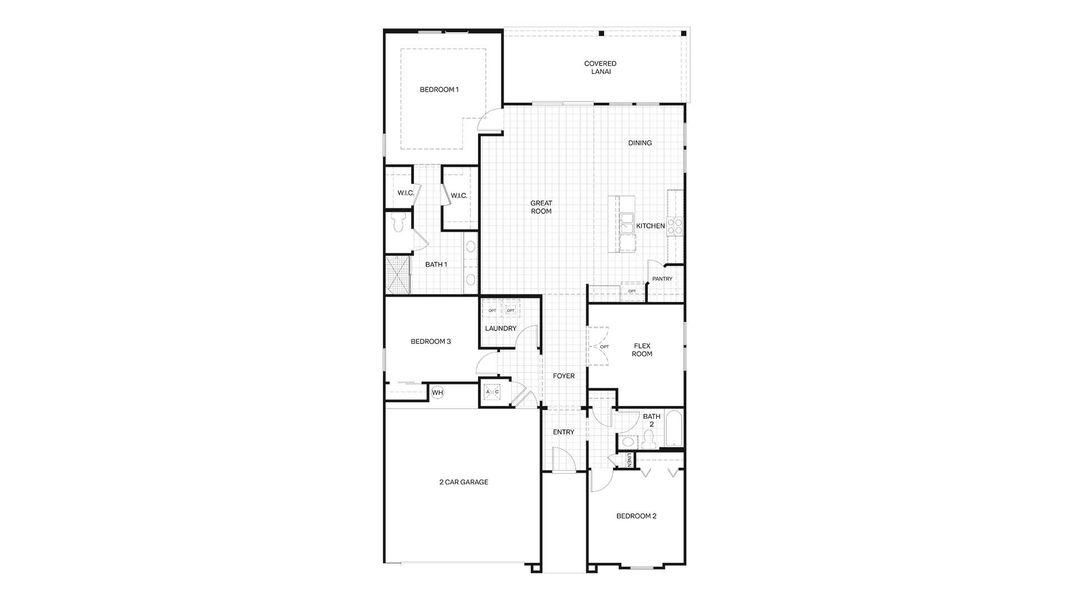 2D floor plan layout for the Dalton by D.R. Horton in American Village, Palm Coast, FL (Image 5).