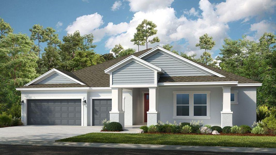 Front exterior of a new home in Ardisia Park, New Smyrna Beach, FL, highlighting curb appeal (Image 1).