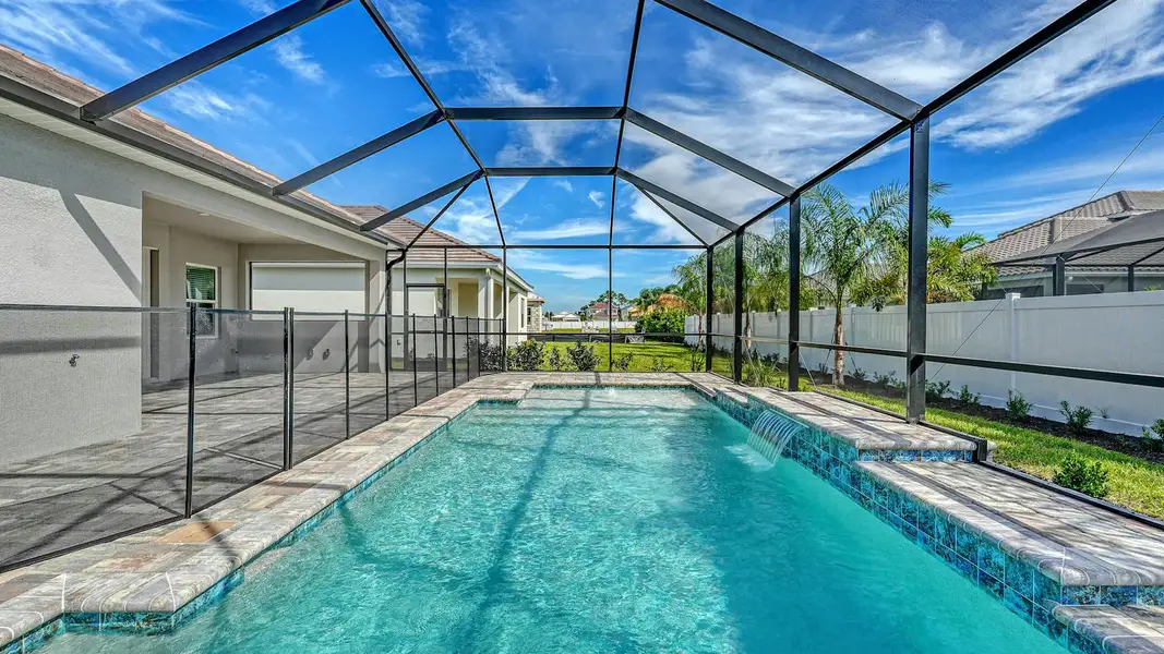Exterior details and patio area of a home in Windward Real Estate and Homes for Sale in Sarasota, FL - Neal Communities, Lakewood Ranch (Image 2).