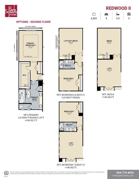 2D floor plan layout for the Redwood II by Park Square Residential in Tamarack at Two Rivers, Zephyrhills, FL (Image 8).
