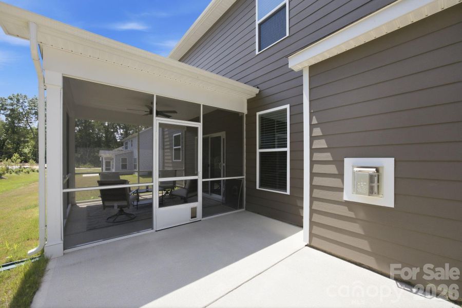 Concrete rear patio for grilling or entertaining