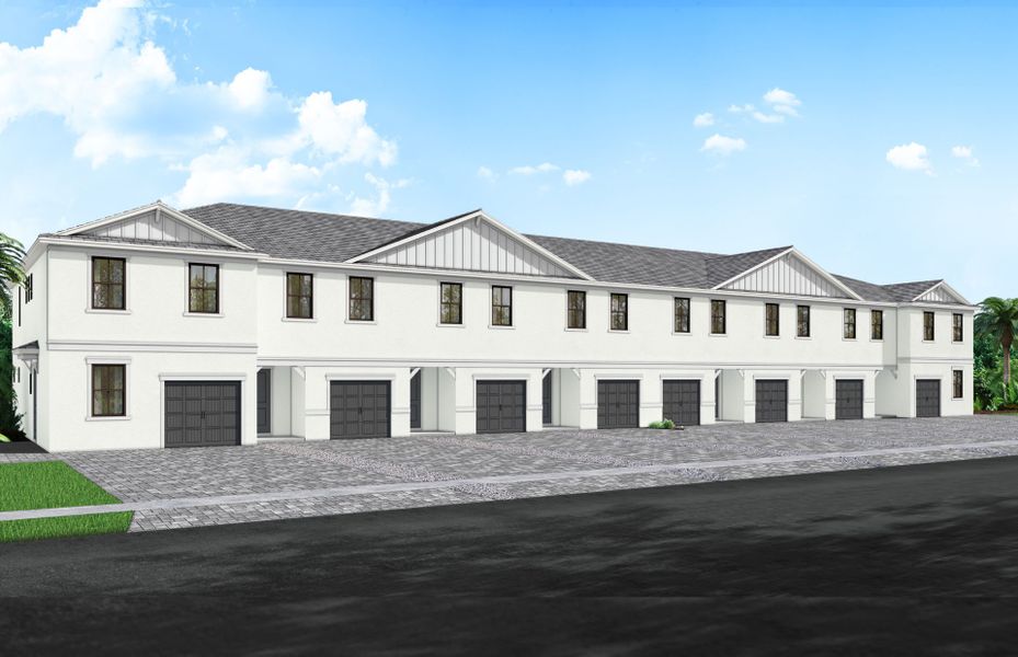 Front exterior of a new home in Everton, Lantana, FL, highlighting curb appeal (Image 1). Front exterior of a new home in Everton, Lantana, FL, highlighting curb appeal (Image 1).