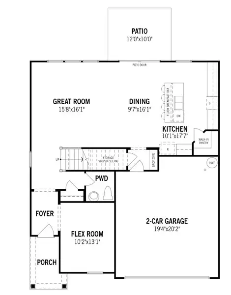2D floor plan layout for the Redwood by Mattamy Homes in Westfall, Gastonia, NC (Image 4). 2D floor plan layout for the Redwood by Mattamy Homes in Westfall, Gastonia, NC (Image 4).