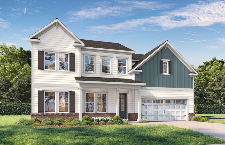 Representative exterior photo of a completed home built from the The Barrington A by Davidson Homes LLC in Ashland, New Hill, NC (Image 1). Representative exterior photo of a completed home built from the The Barrington A by Davidson Homes LLC in Ashland, New Hill, NC (Image 1).