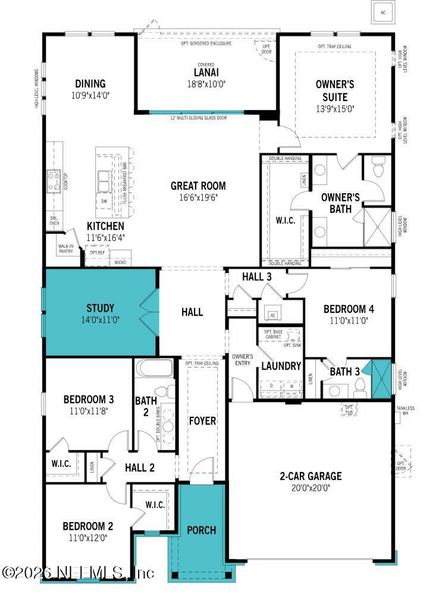 2D floor plan layout of this home in RiverTown, St. Johns, FL (Image 4).