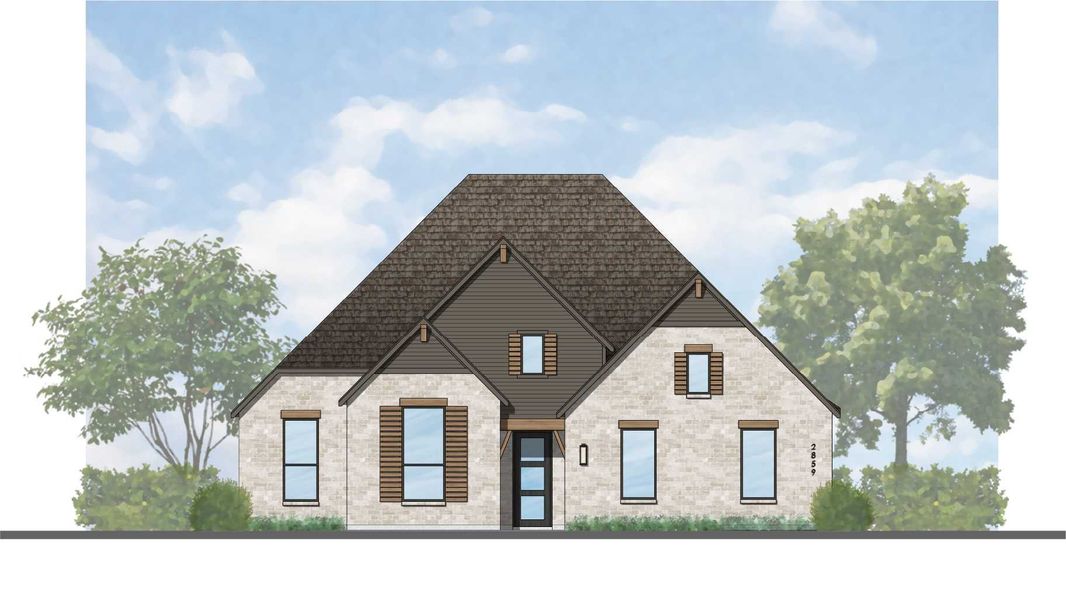 Representative rendering of the exterior for the Chesterfield G Plan by Highland Homes (Image 2). Representative rendering of the exterior for the Chesterfield G Plan by Highland Homes (Image 2).