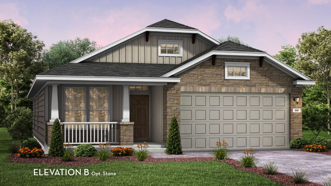 Representative exterior photo of a completed home built from the Comanche by CastleRock Communities in Hughes Landing, Dickinson, TX (Image 4).