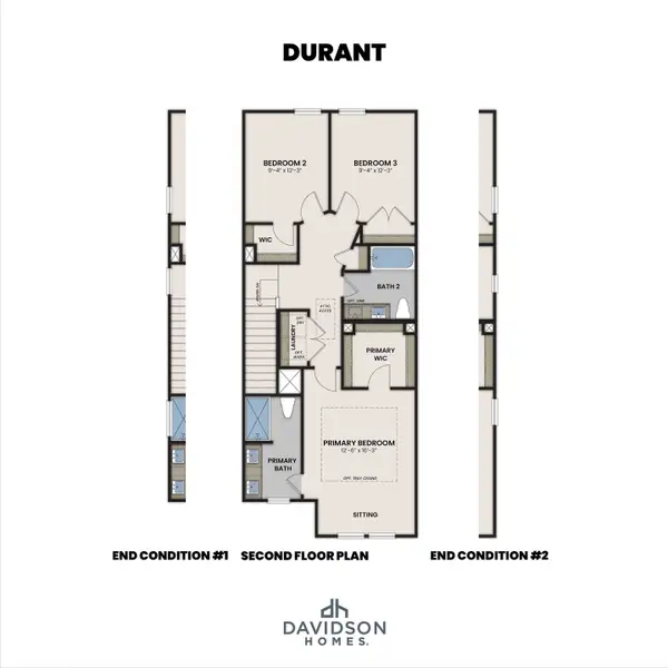 2D floor plan layout of this home in Townes at North Main, Lillington, NC (Image 4).