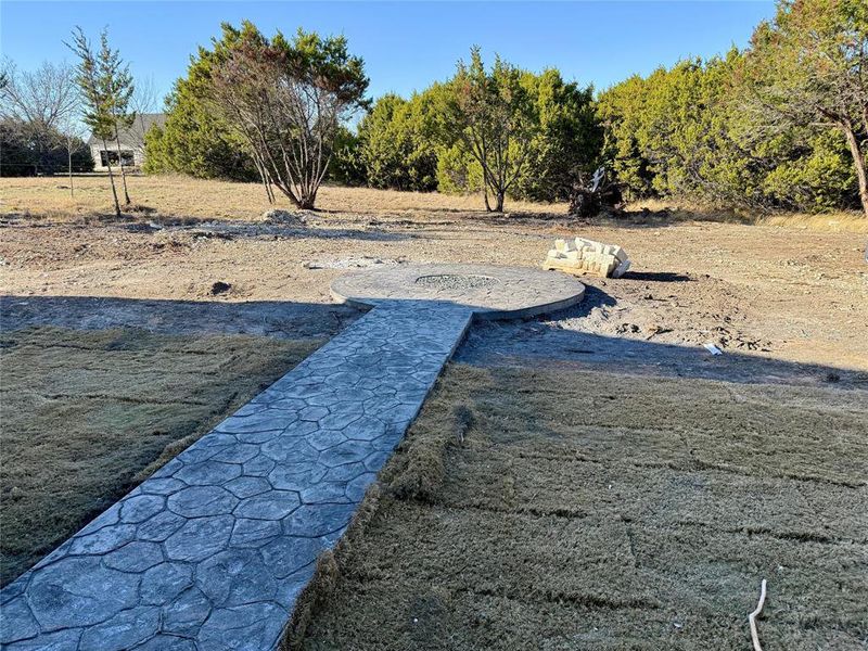 Firepit area in backyard