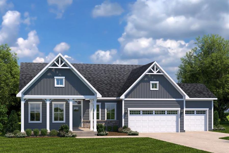 Representative exterior photo of a completed home built from the Savannah Ranch by Ryan Homes in Pine Ridge Estates, Ridgeville, SC (Image 1). Representative exterior photo of a completed home built from the Savannah Ranch by Ryan Homes in Pine Ridge Estates, Ridgeville, SC (Image 1).